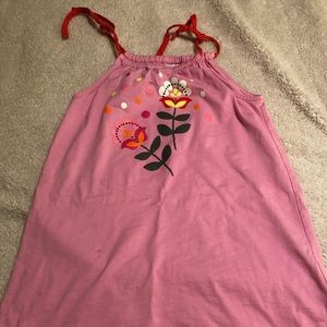 Pink summer shift dress with shoulder ties